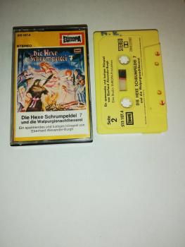 Die Hexe Schrumpeldei Folge 7 und die Walpurgisnachthexerei Gelb mit Gelben Aufkleber 515107.4 Europa(Innencover und Seite 2 der MC beschrieben)